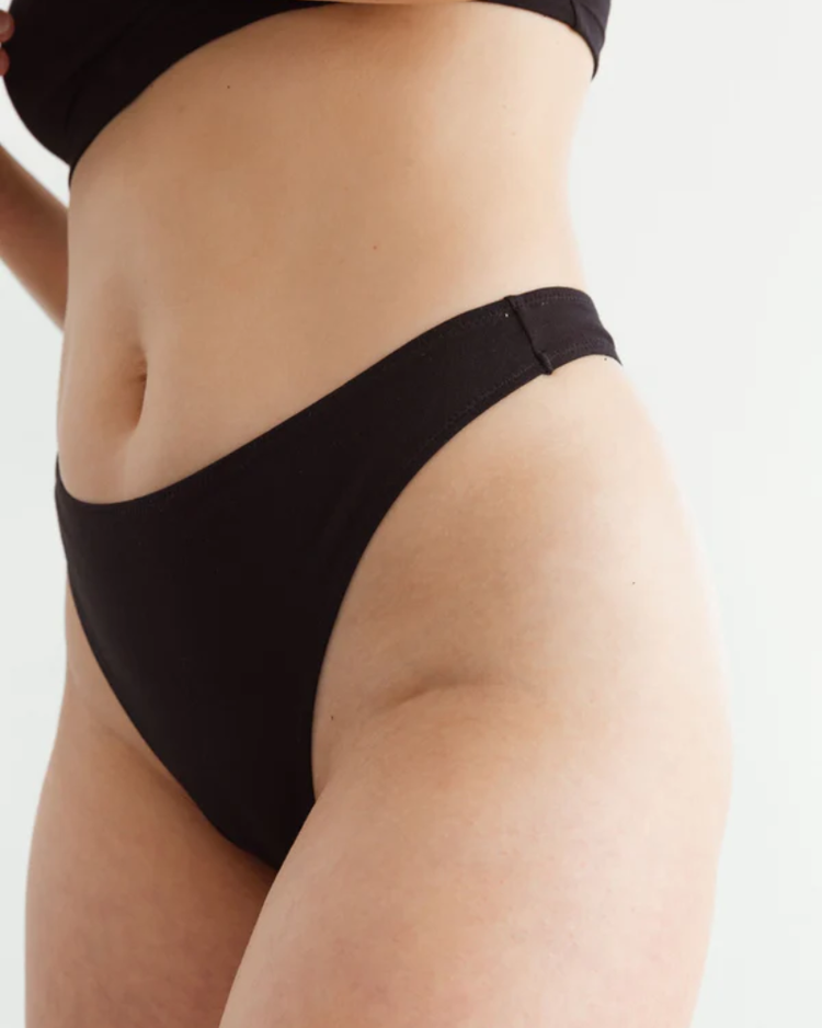 BLUSH BLUSH The Cotton High Leg Thong Black