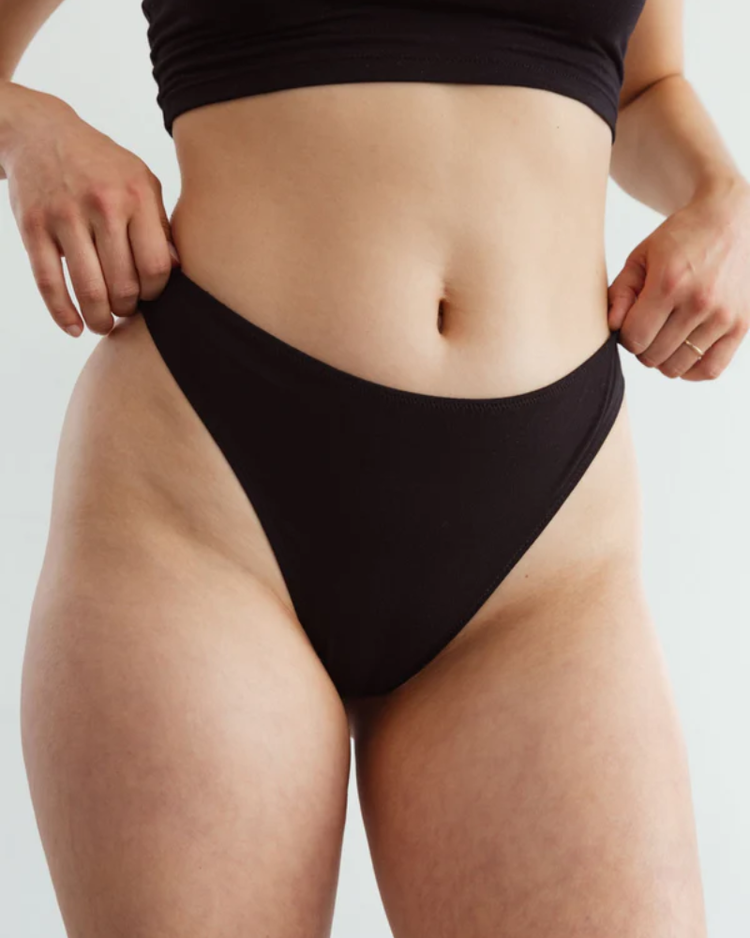 BLUSH BLUSH The Cotton High Leg Thong Black