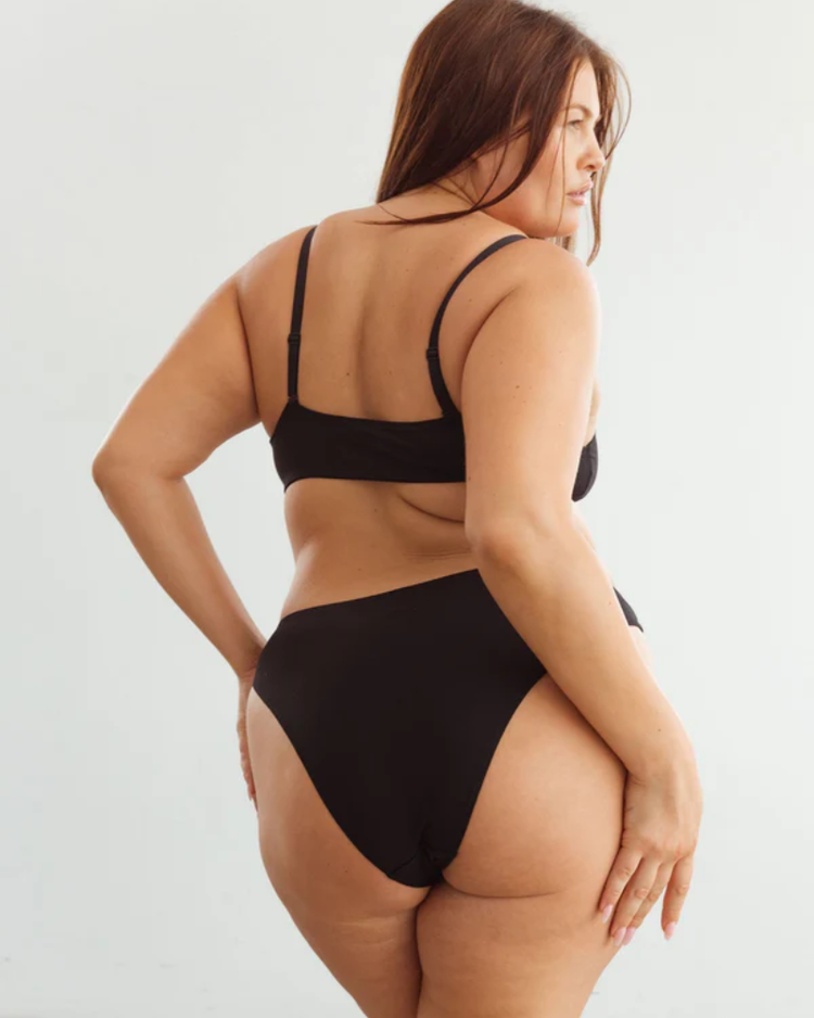 BLUSH BLUSH The Cotton High Leg Bikini Heather Black