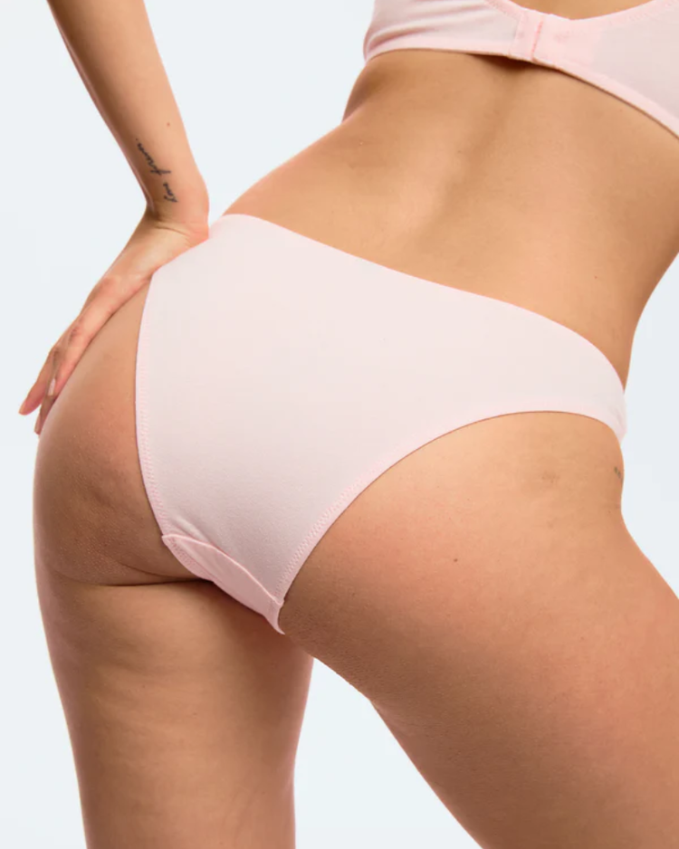BLUSH BLUSH The Cotton High Leg Bikini Heather Soft Pink