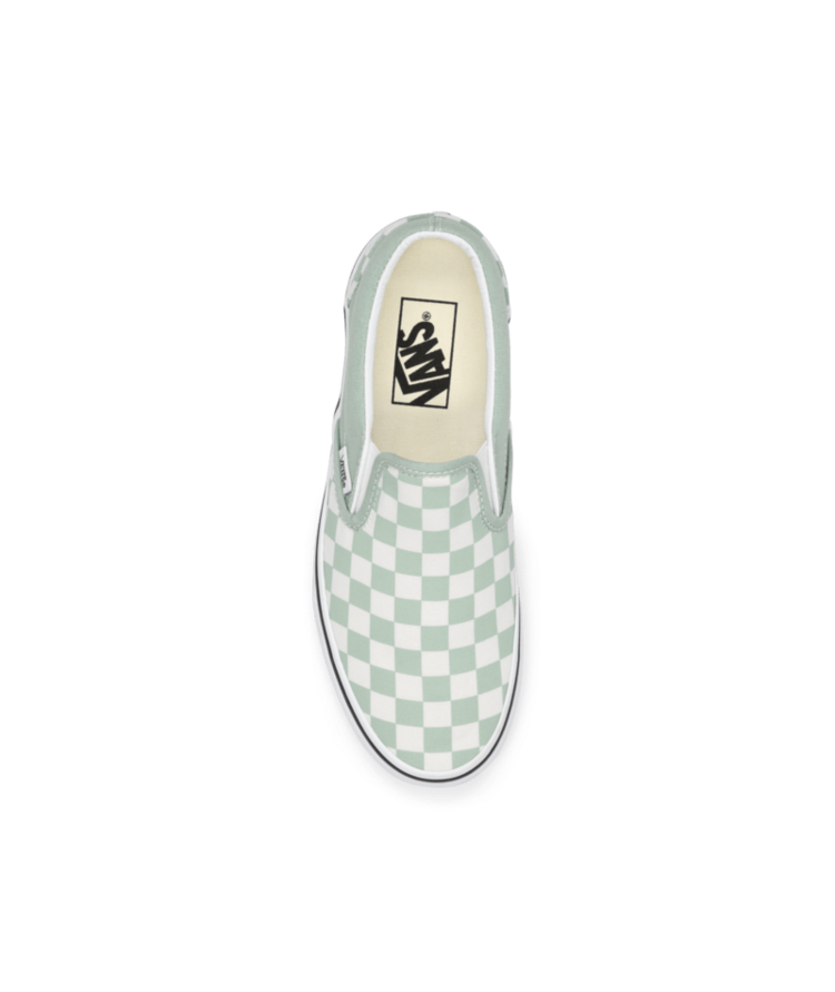 VANS VANS Classic Slip-On Checkerboard Shoe Gray Olive