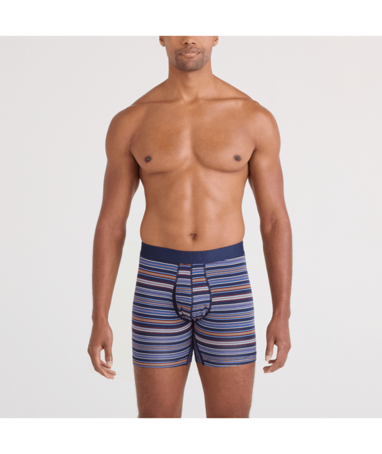 SAXX SAXX Droptemp Cooling Cotton Boxer Brief Fly Vivid Stripe Maritime
