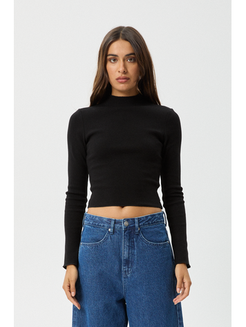 AFENDS AFENDS Iconic Organic Long Sleeve Rib Top Black