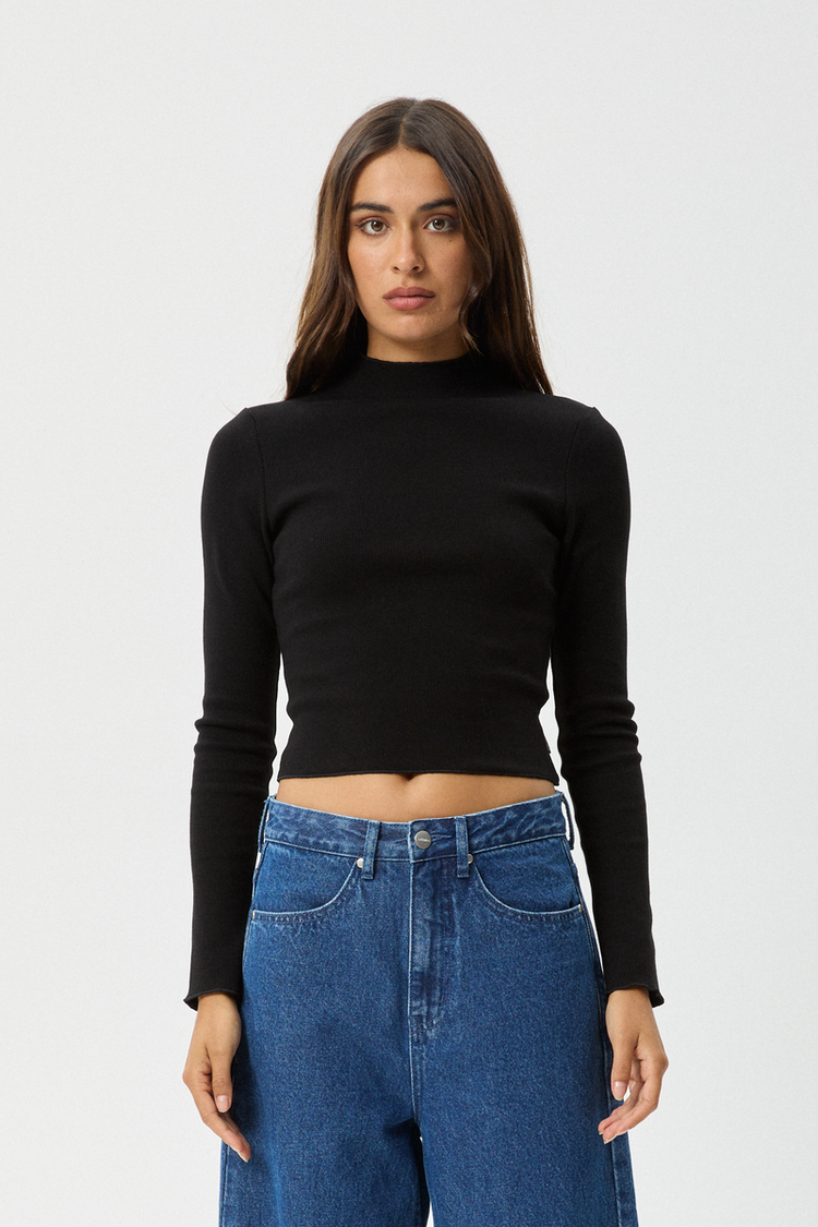 AFENDS AFENDS Iconic Organic Long Sleeve Rib Top Black