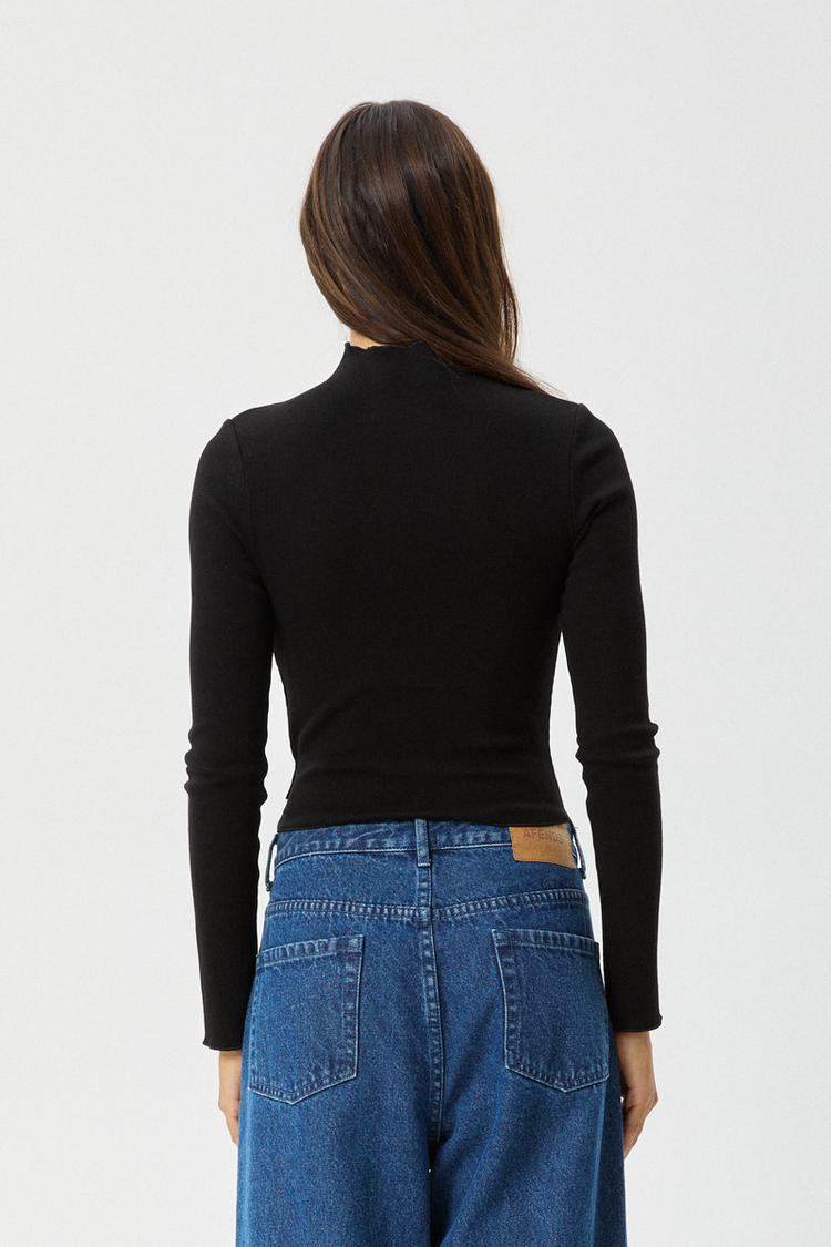 AFENDS AFENDS Iconic Organic Long Sleeve Rib Top Black