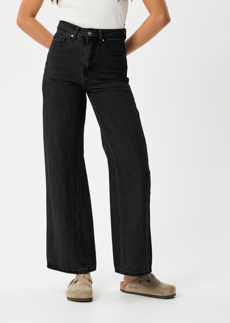 AFENDS AFENDS Gigi Organic Denim Flared Jeans Washed Black