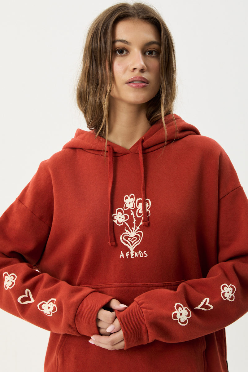 AFENDS Maisie Recycled Pull On Hood Red Rum - Edge of the World