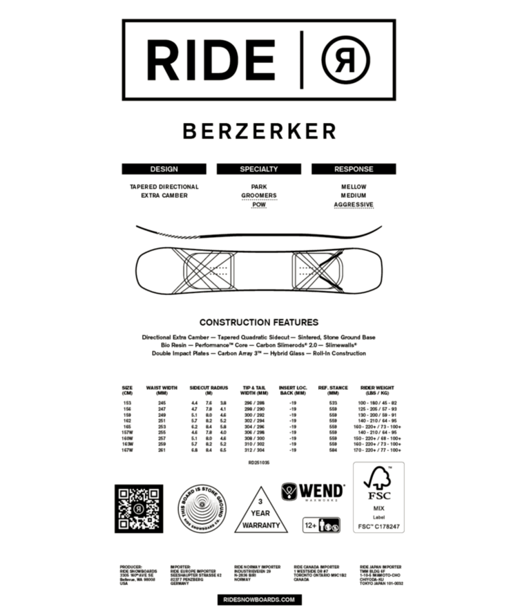 RIDE 2026 RIDE Berzerker