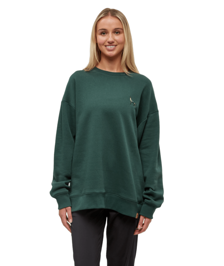 TENTREE TENTREE Women's Boreal Wildlife Oversized Crew Forest Pine/Boreal Wolf