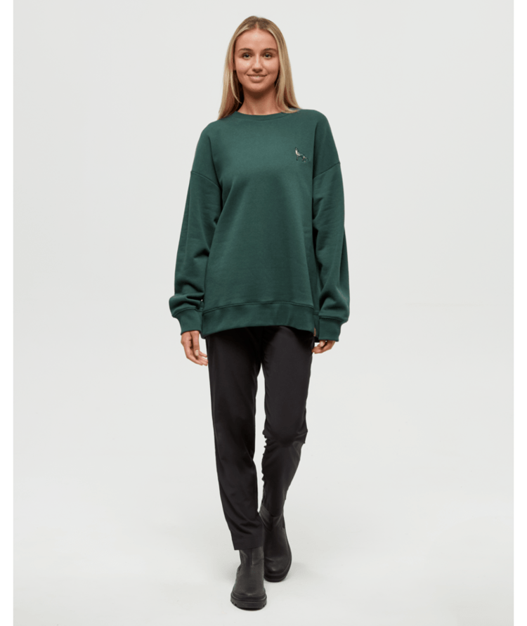 TENTREE TENTREE Women's Boreal Wildlife Oversized Crew Forest Pine/Boreal Wolf