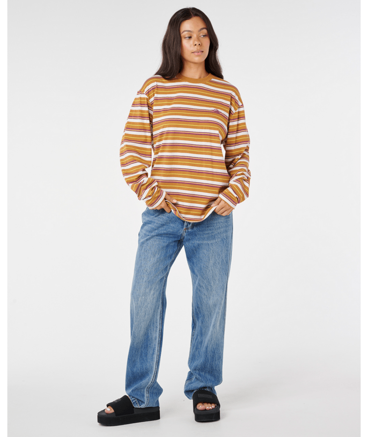 RIP CURL RIP CURL SG Stripe Og Ls Tee Tan