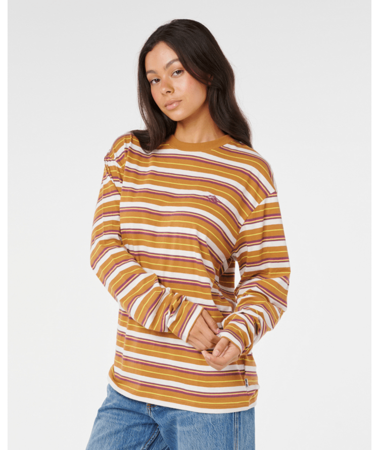 RIP CURL RIP CURL SG Stripe Og Ls Tee Tan