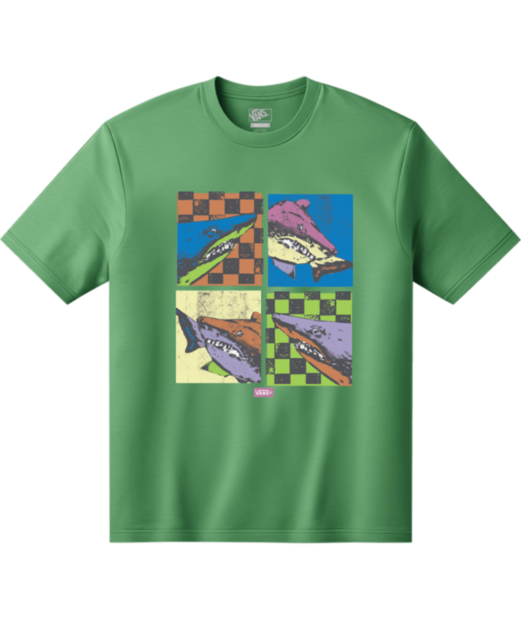 VANS VANS Little Kids Shark Meanie T-Shirt Vivid Verdant Green