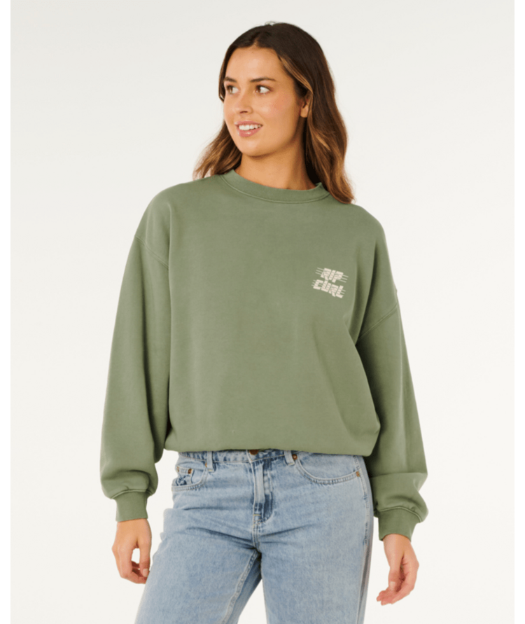 RIP CURL RIP CURL Sports Dept Drop Shoulder Crew Washed Green