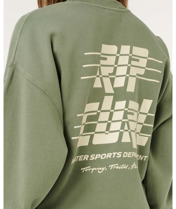RIP CURL RIP CURL Sports Dept Drop Shoulder Crew Washed Green