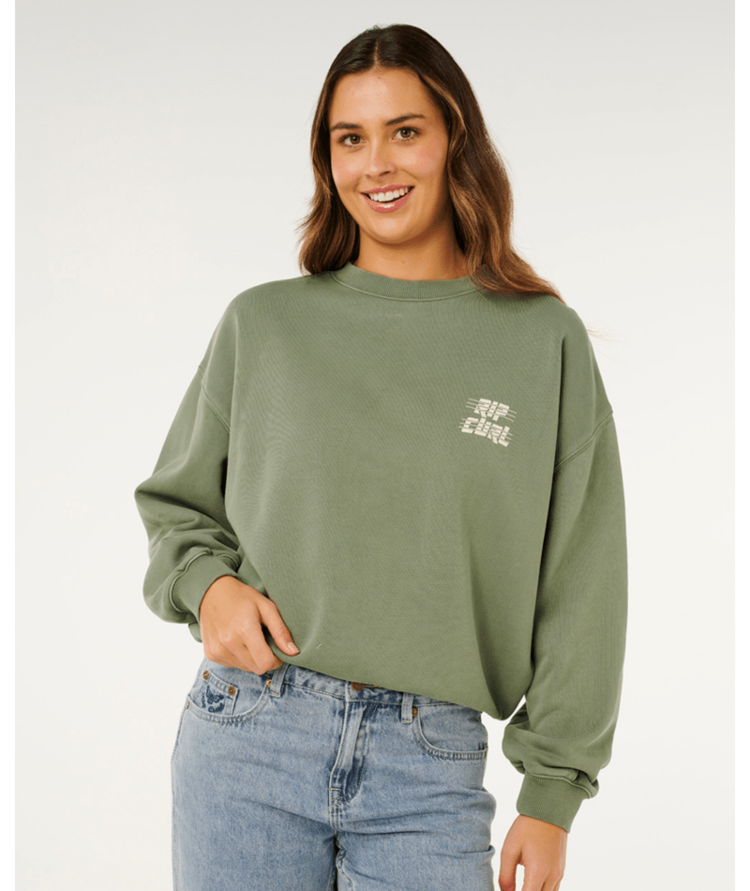 RIP CURL RIP CURL Sports Dept Drop Shoulder Crew Washed Green