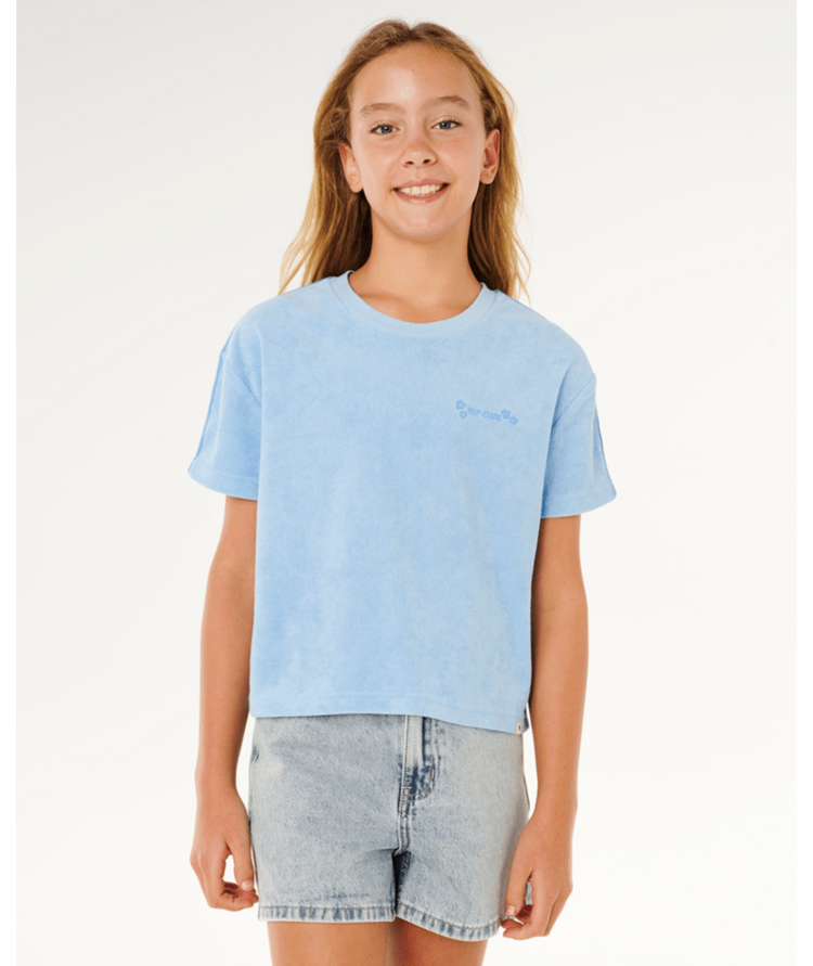 RIP CURL RIP CURL Sunshine Squad Terry Tee- Girl Light Blue