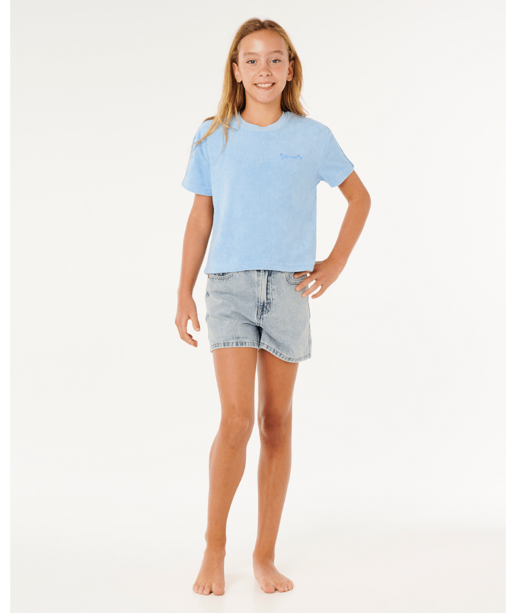 RIP CURL RIP CURL Sunshine Squad Terry Tee- Girl Light Blue