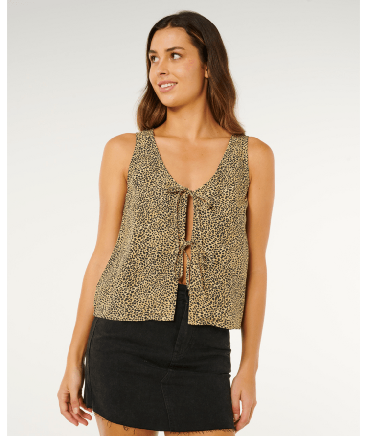 RIP CURL RIP CURL Animal Instincts Tie Front Top Natural
