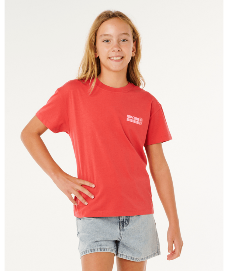 RIP CURL RIP CURL Ocean Break Relaxed Tee-Girl Deep Red