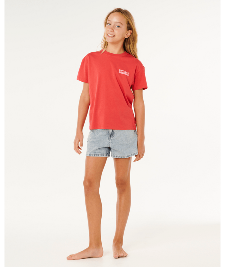 RIP CURL RIP CURL Ocean Break Relaxed Tee-Girl Deep Red