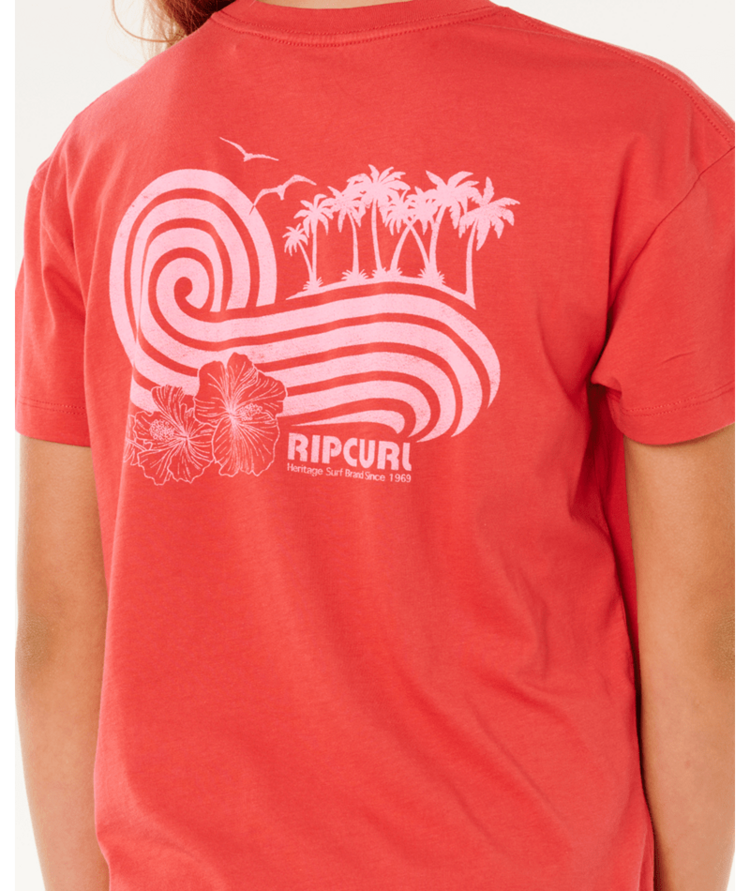RIP CURL RIP CURL Ocean Break Relaxed Tee-Girl Deep Red
