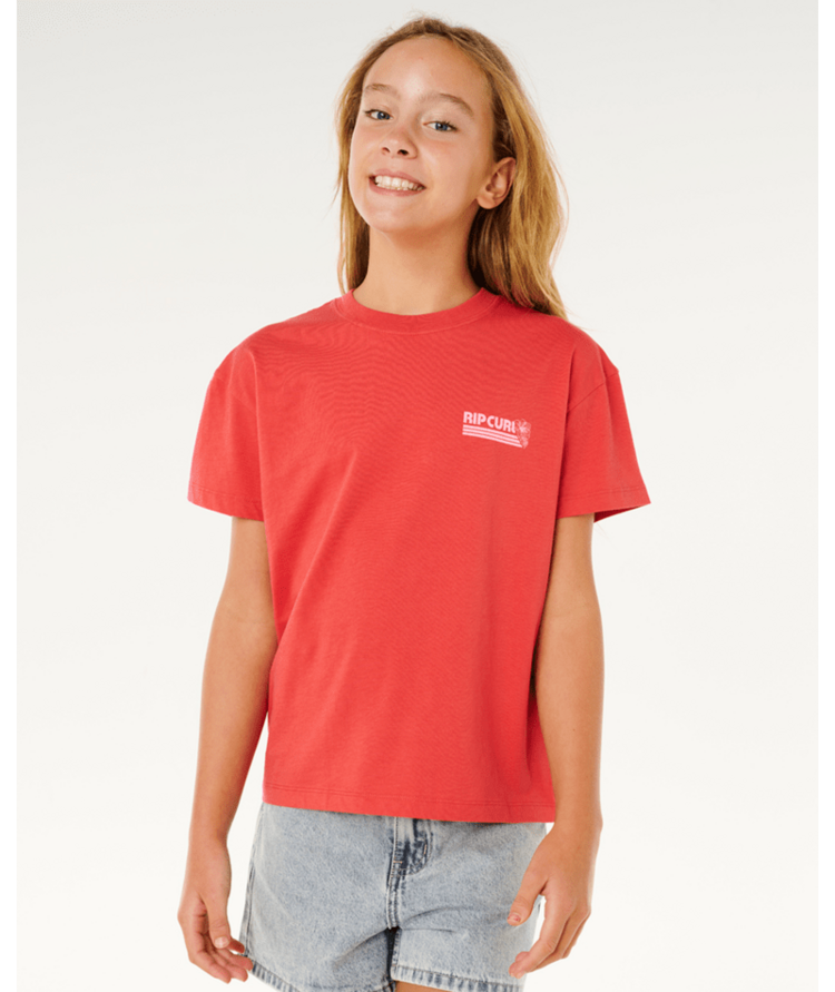 RIP CURL RIP CURL Ocean Break Relaxed Tee-Girl Deep Red