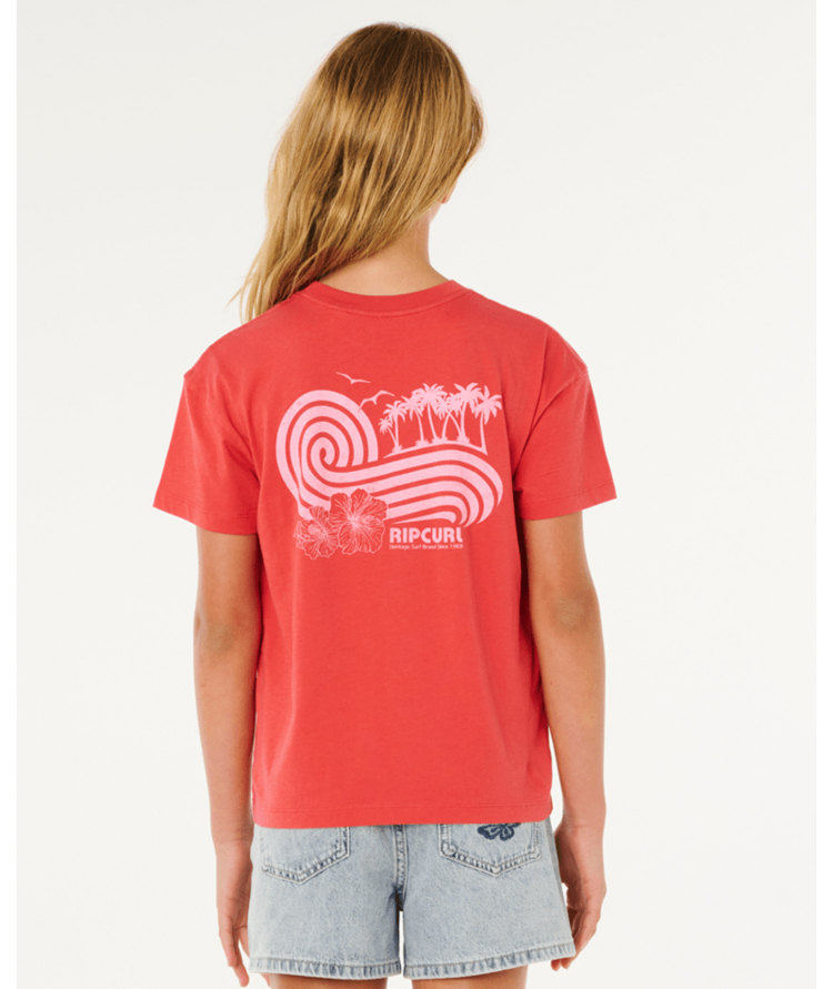 RIP CURL RIP CURL Ocean Break Relaxed Tee-Girl Deep Red