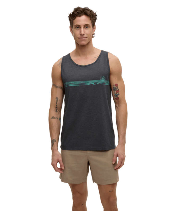 TENTREE TENTREE Weekend Wave Tank Graphite Heather/Turquoise Sky