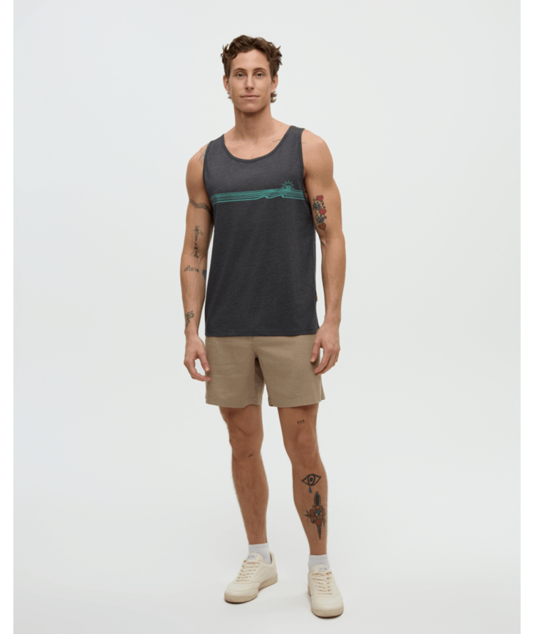 TENTREE TENTREE Weekend Wave Tank Graphite Heather/Turquoise Sky