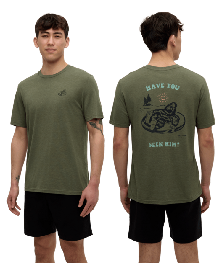 TENTREE TENTREE Have You Seen Him Floatie T-Shirt Deep Olive Heather/Midnight Blue