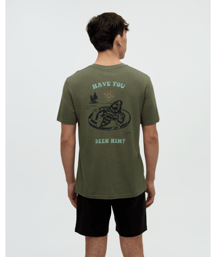 TENTREE TENTREE Have You Seen Him Floatie T-Shirt Deep Olive Heather/Midnight Blue