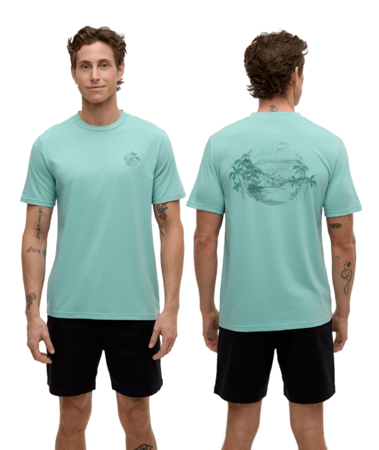 TENTREE TENTREE Haiti Palm Overlay T-Shirt Turquoise Sky/Dark Turquoise