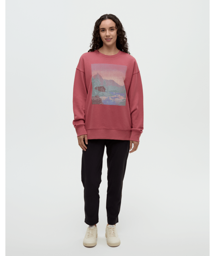 TENTREE TENTREE Washed Lakeshore Relaxed Crew Rosewood/Canal Blue