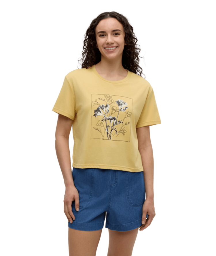 TENTREE TENTREE Floral Crop T-Shirt Dusk Yellow/Meteorite Black