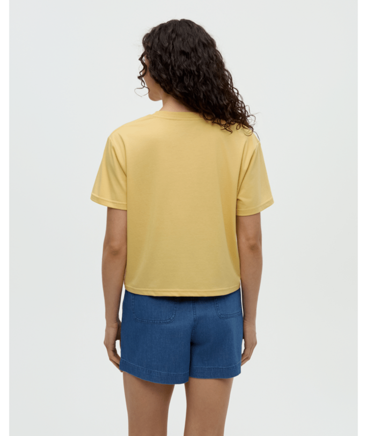 TENTREE TENTREE Floral Crop T-Shirt Dusk Yellow/Meteorite Black