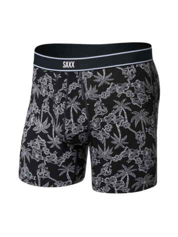 SAXX SAXX Daytripper Comfort Stretch Boxer Brief Fly Tropical Tattoo Black