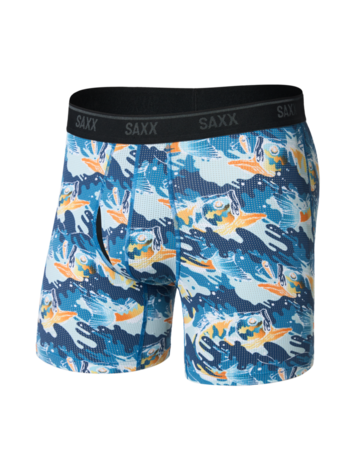 SAXX SAXX Quest Quick Dry Mesh Boxer Brief Fly Big Mouth Bass Blue