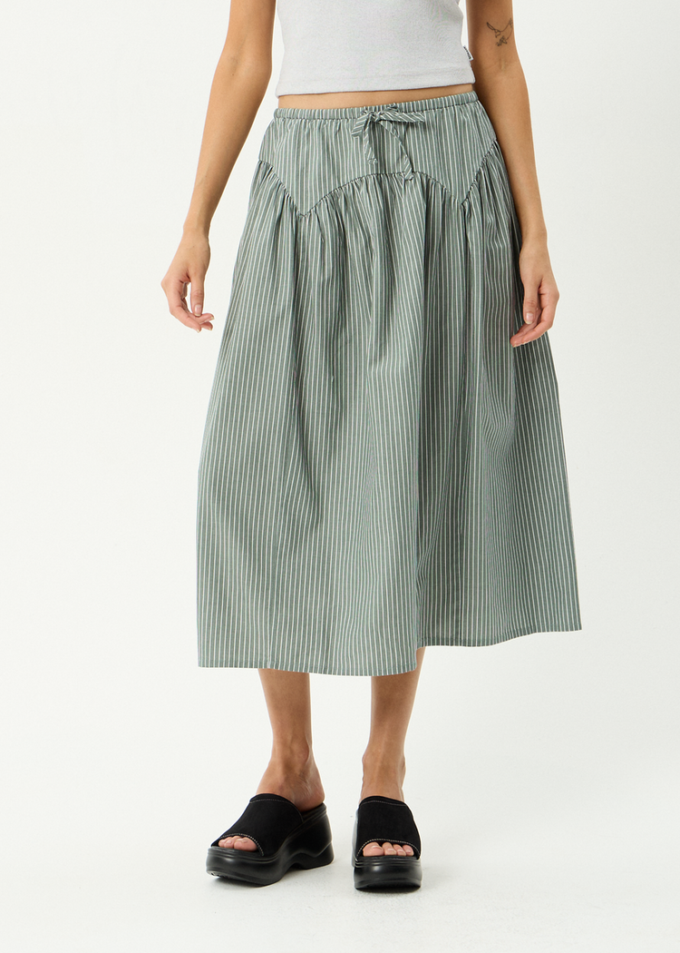AFENDS AFENDS Pinned Organic Midi Skirt Sycamore Stripe