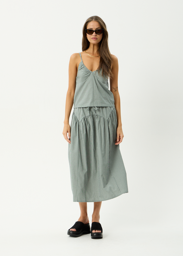 AFENDS AFENDS Pinned Organic Midi Skirt Sycamore Stripe