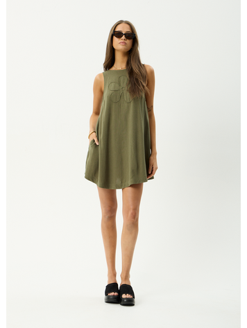AFENDS AFENDS Halle Linen Mini Dress Deep Olive