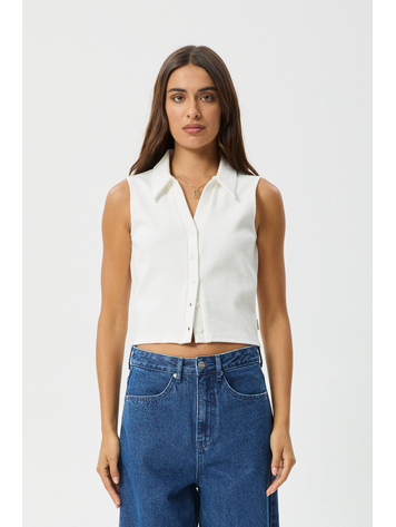 AFENDS AFENDS Eliza Organic Rib Sleeveless Shirt White