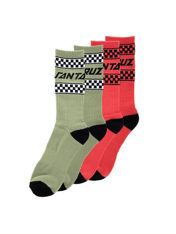 SANTA CRUZ SANTA CRUZ Crew Socks Drift Strip 2Pk Mss/Pstl Redmult