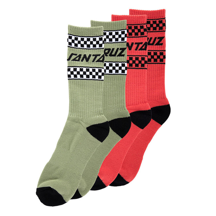 SANTA CRUZ SANTA CRUZ Crew Socks Drift Strip 2Pk Mss/Pstl Redmult