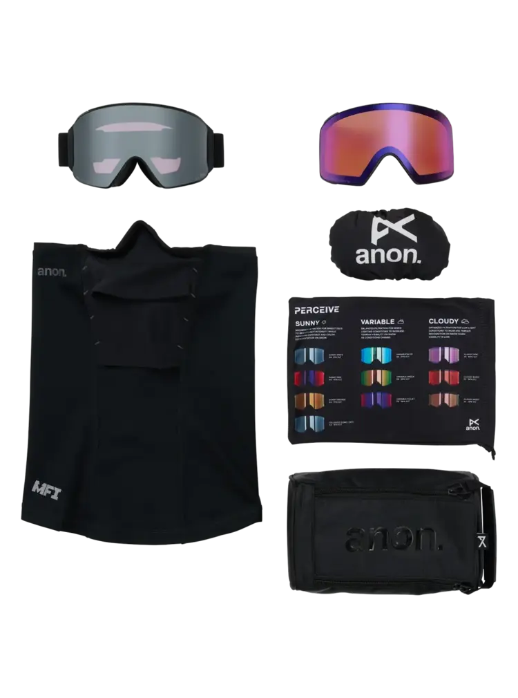 ANON ANON M4 Goggles (Cylindrical) + Bonus Lens + Mfi Face Mask Smoke / Perceive Sunny Onyx / Perceive Variable Violet