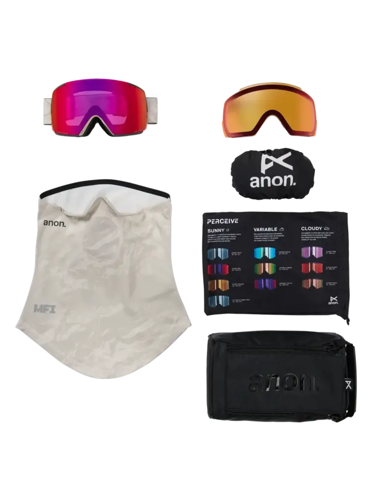 ANON ANON M5 Goggles + Bonus Lens + Mfi Face Mask Sediment / Perceive Sunny Red / Perceive Cloudy Burst