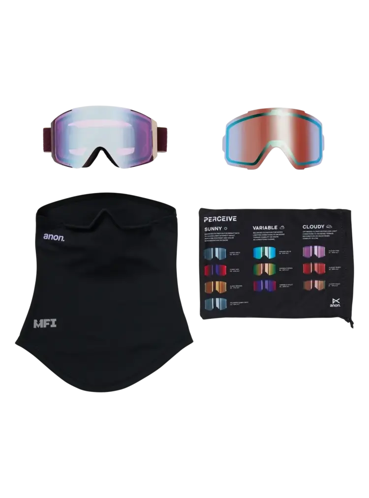 ANON ANON Sync Goggles + Bonus Lens + Mfi Face Mask Deep Cherry / Perceive Cloudy Pink / Perceive Variable Blue