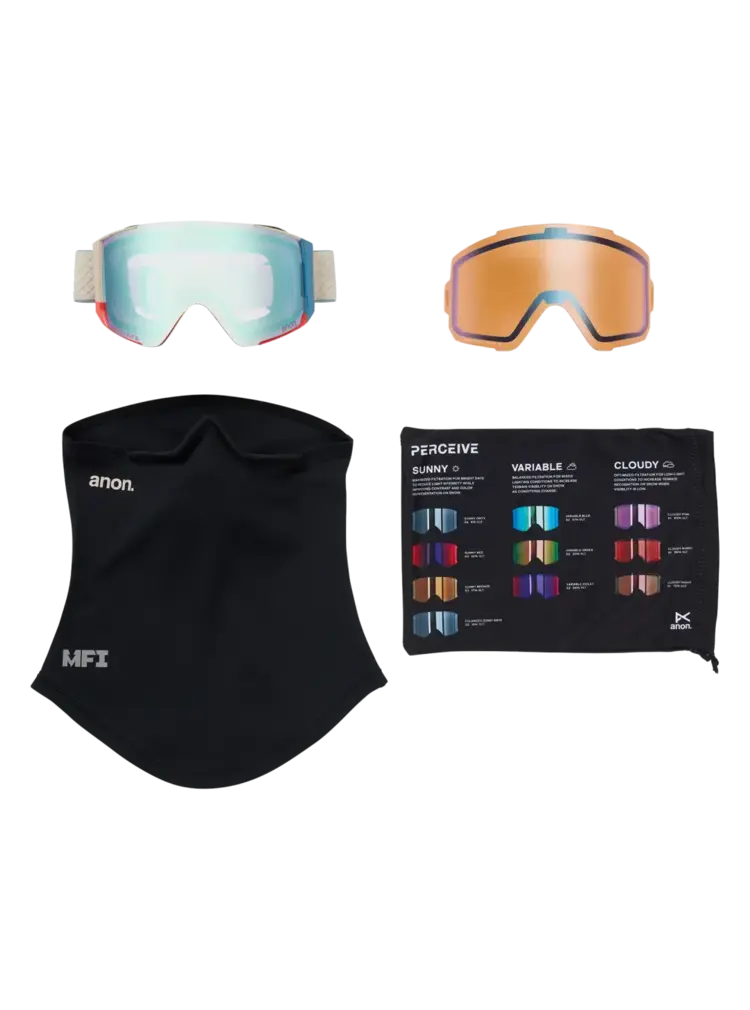 ANON ANON Sync Goggles + Bonus Lens + Mfi Face Mask Oat / Perceive Variable Blue / Perceive Cloudy Pink