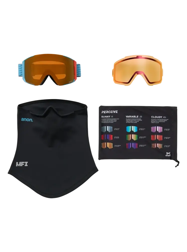 ANON ANON Sync Goggles + Bonus Lens + Mfi Face Mask Retro Blue / Perceive Sunny Bronze / Perceive Cloudy Burst