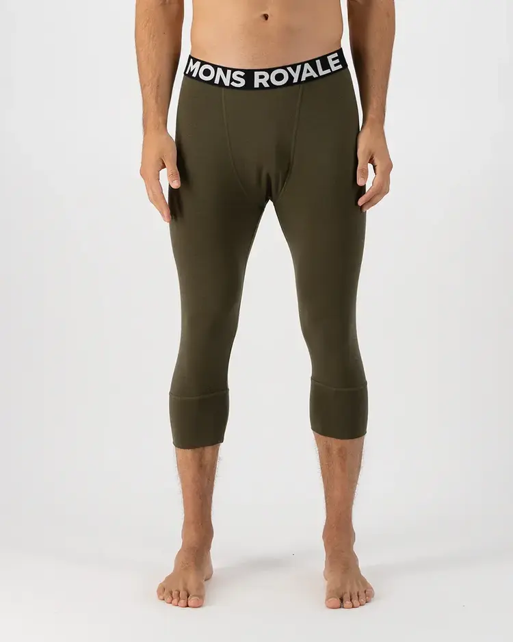 MONS ROYALE MONS ROYALE Men's Cascade Merino Base Layer 3/4 Legging Dark Olive